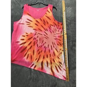 Lane Bryant Tank Top Woman’s Sz 18/20 Pink Animal Print Sheer Lined Asymmetrical